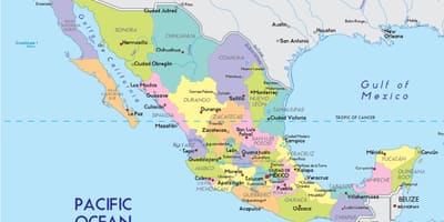 Mapa west coast Mexikon